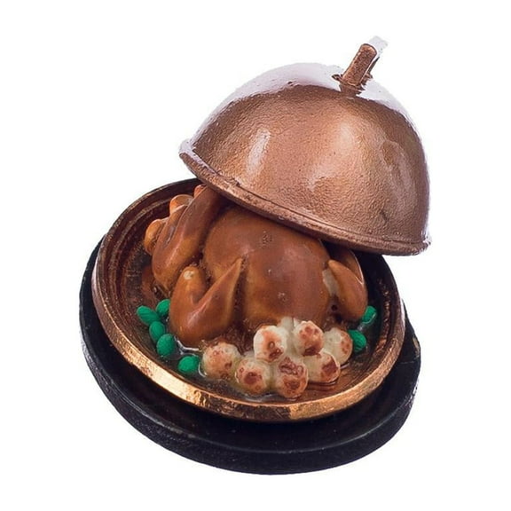 yotijay 1:12 Scale Dollhouse Food, Miniature Turkey on Plate Tray, Dolls Family Pretend