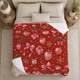 thumbnail image 5 of Pink Bows Snowflakes Holiday Pattern, Festive Holiday Scene, Warm Flannel Blanket for Living Room and Reading Nook, Art Lovers Christmas Gift, Festive Home Decor, 5 of 9