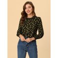 thumbnail image 2 of INSPIRE CHIC Women's Smocked Cuffs Keyhole Back Ruffled Crew Neck Floral Blouse, 2 of 6