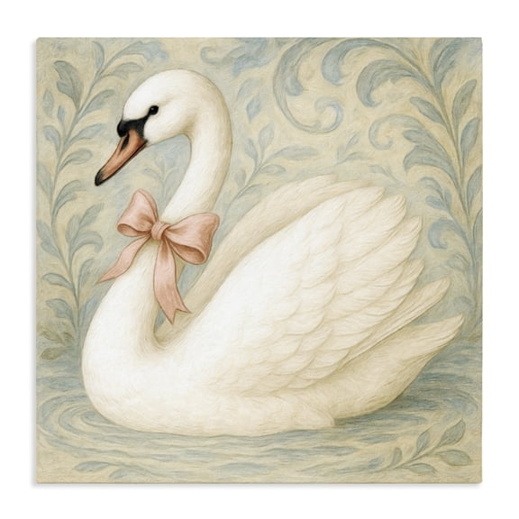 Stupell Industries Traditional Vintage Leaves Swan Canvas Art, 17 x 17, by Grotto Studios