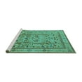 thumbnail image 2 of Ahgly Company Machine Washable Indoor Round Oriental Turquoise Blue Industrial Area Rugs, 3' Round, 2 of 4