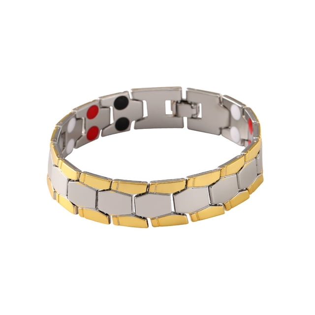 Pulsera de hombre con imán hexagonal esférico, pulsera ancha cuatro en uno