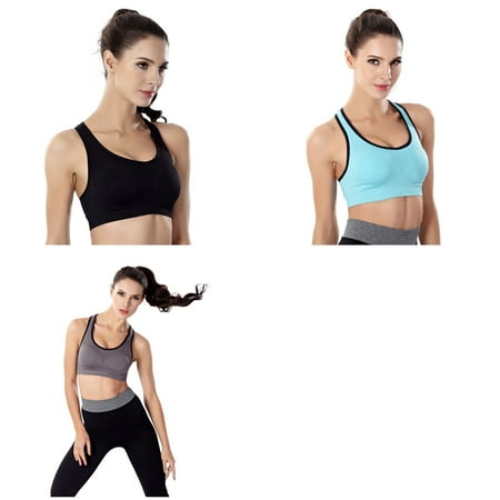 

Women s Wirefree Full Cup Racerback Padded Push-up Yoga Sport Bra 3-Pack