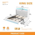 thumbnail image 6 of Craftian King Size Standard Bed Frame with Storage & Power Outlets, Upholstered Bed Frame with LED Lights & Headboard, White, 6 of 9