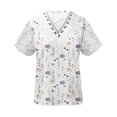 thumbnail image 4 of ICHUANYI Clearance Women Fashion Summer Sexy Fold Printed Regular Women Short Sleeves V Neck Button Top(White, XXL) ICHUANYI WER2023081006557, 4 of 5