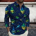 thumbnail image 1 of Ceisia Men's Slim-Fit Long-Sleeve Zip Polo Shirt with Mardi Gras Mask All-Over Print Gift, 1 of 5