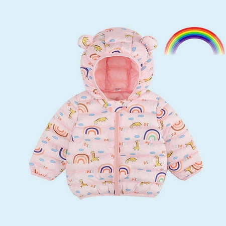 

XMMSWDLA Deals Clearance Baby Outerwear Baby Boys Girls Autumn Winter Hooded Zipper Jacket Coat Light Down Padded Jacket