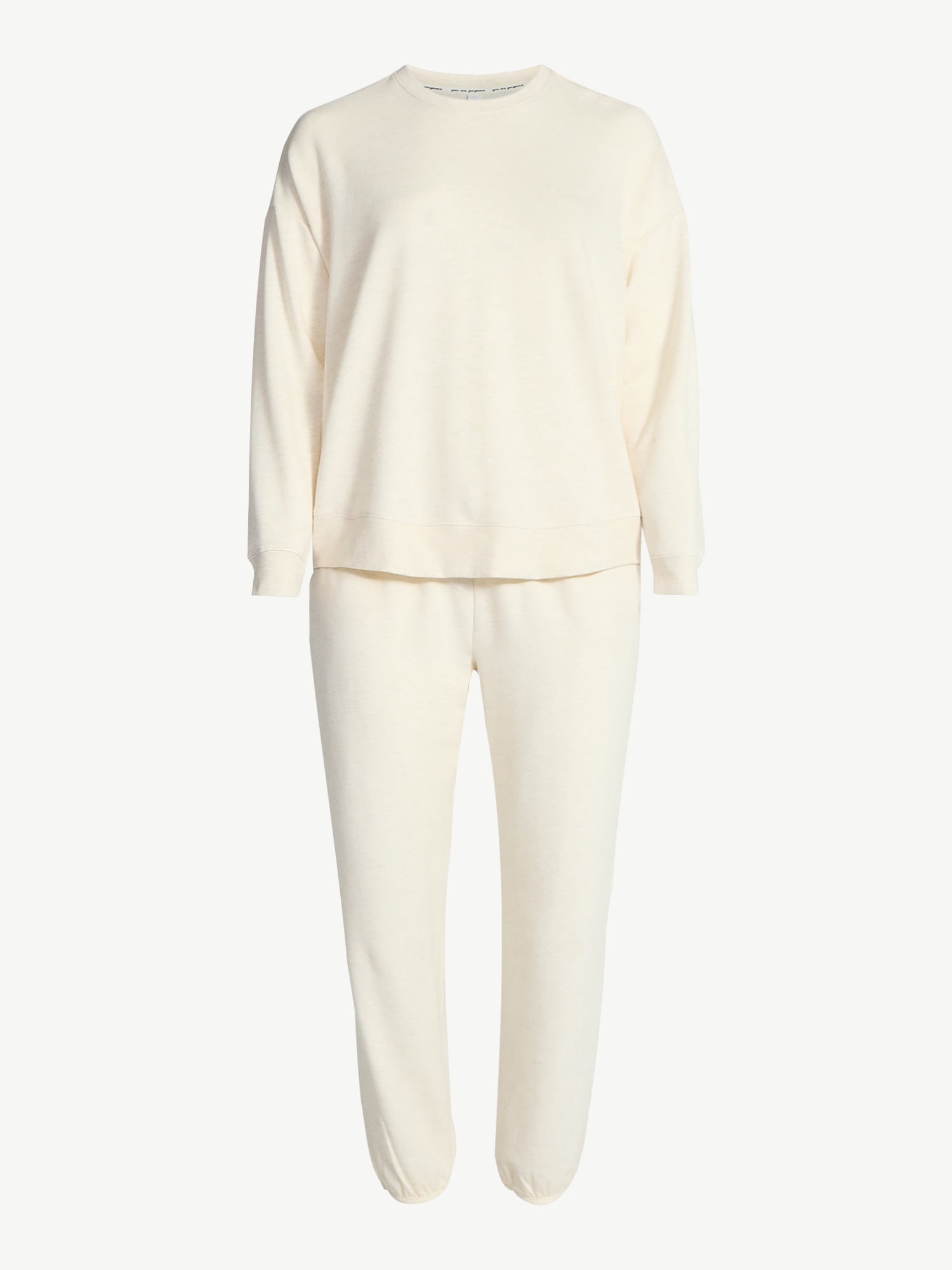 Joyspun Women’s Fleece Long Sleeve Top and Joggers Lounge Set, 2-Piece, Sizes XS-3X