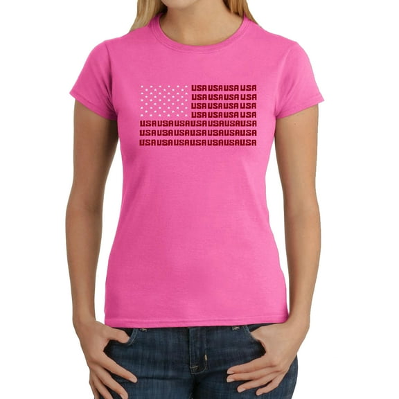 Women's Word Art T-Shirt - USA Flag