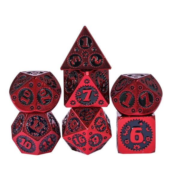 Cusdie 7-Die Metal DND Dice Set, Mechanical Gear Metal Polyhedral D&D Dice Set for DND Dungeons and Dragons TTRPG Role Playing Games
