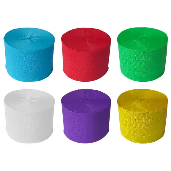 FOLOYORI Party Streamers Crepe Paper Sky Blue 6 Rolls Textured Surface For Home Activities