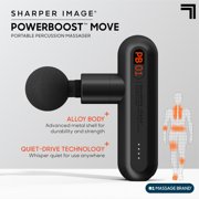 Sharper Image® Powerboost Move® Deep Tissue Portable Percussion Massager, Massage Gun w/ 4 Attachments, Whisper Quiet Operation, Variable Strength Full Body Recovery, Rechargeable