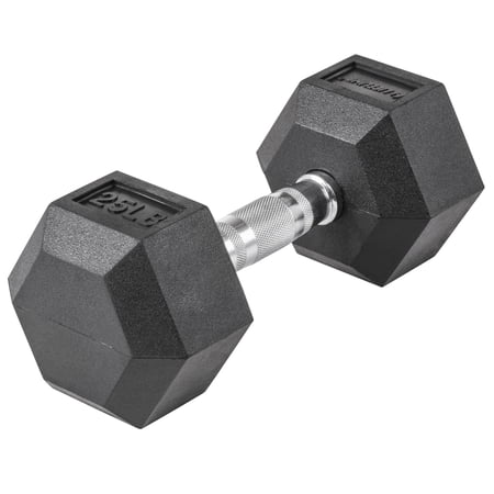 Lifeline Fitness Premium Rubber Hex Dumbbell, Single, 25 lbs