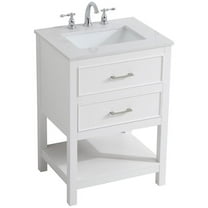 Elegant Decor Sinclaire 24" Single Quartz Top Bathroom Vanity in White