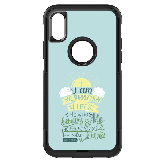DistinctInk Custom SKIN / DECAL compatible with OtterBox Commuter for iPhone XS MAX (6.5" Screen) - John 11:25 - I am the Resurrection and the Life
