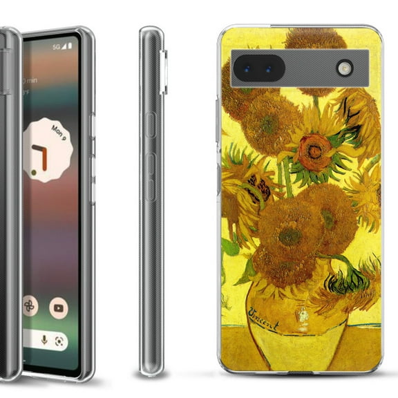 Slim-Fit Gel TPU Phone Case for Google Pixel 6a, by OneToughShield ® - Sunflower