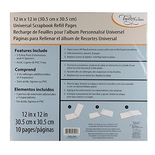 CR Gibson Tapestry STK123464 Scrapbook Refill Pages, 12 by 12Inch