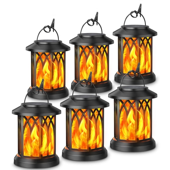 Farol solar KOOPER, paquete de 6, impermeable, efecto llama parpadeante