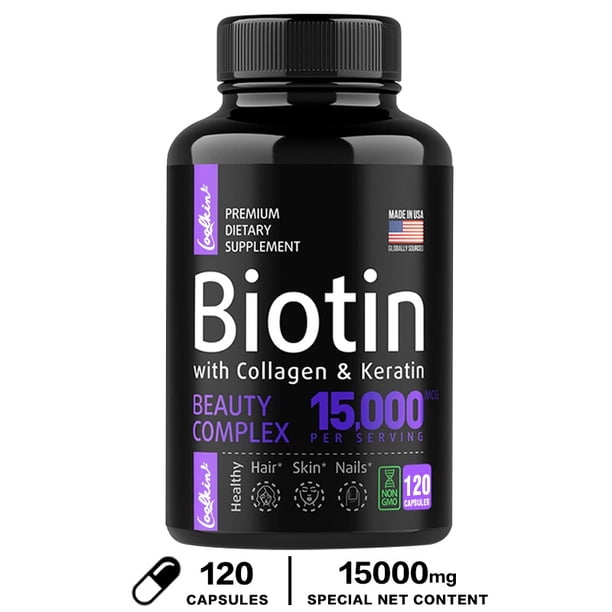 Suplemento De Queratina De Colágeno De Biotina-Crecimiento Del Cabello Para Hombres Y Mujeres-Vitaminas Para La Piel Y Las Uñas-Apoyo Salud De Articulaciones Y Los Intestinos-Suplementos Para El