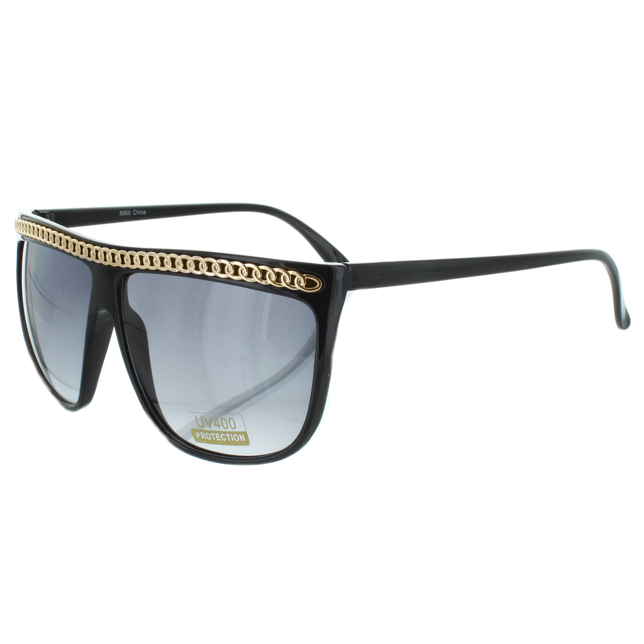 MLC Gold Chain Accents 58mm Shield Sunglasses in Blackgold