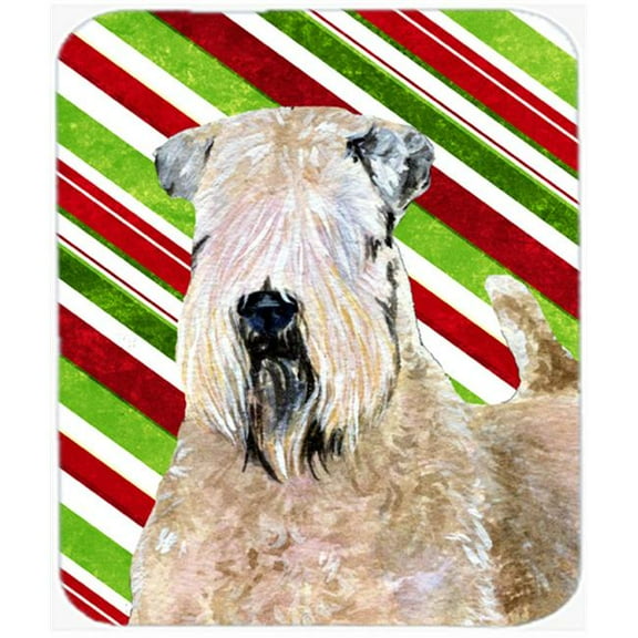 Wheaten Terrier Soft Coated Candy Cane Christmas Mouse Pad, Hot Pad Trivet