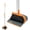 Orange and Grey, variant on Broom and Dustpan Set with 54 Inch Long Handle - Perfect Dust Pan and Brush Combo for Home Efficient Cleaning (Orange and Grey)
