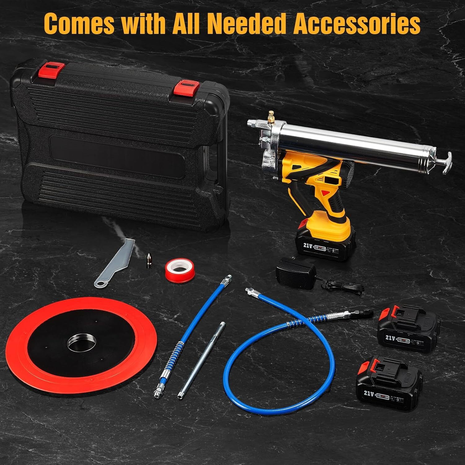 TaskStar 12,000 PSI Electric Grease Gun, Powerful Grease Gun Kit 6 oz/min Flow Rate  Battery Power Grease Gun, Cordless Grease Gun with 2*4000 mAh Batteries