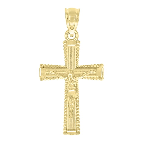 10kt Real Yellow Gold Unisex Textured Crucifix Cross Religious Charm Pendant