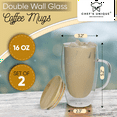 thumbnail image 7 of Chef's Unique Double Walled Glass Coffee Mugs 16 oz, Insulated Coffee Mugs with Handle And Bamboo Lid, Clear Glass Cups for Coffee Tea, Clear Coffee Mugs Set,Dishwasher Safe (2 Pack), 7 of 7