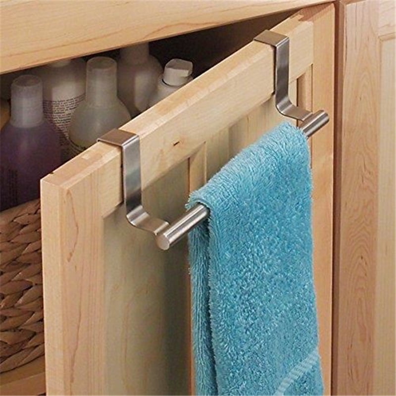 2Pcs Over Door Towel Holder Rack Kitchen Bathroom Rail Hanger Cupboard Bar Hook 