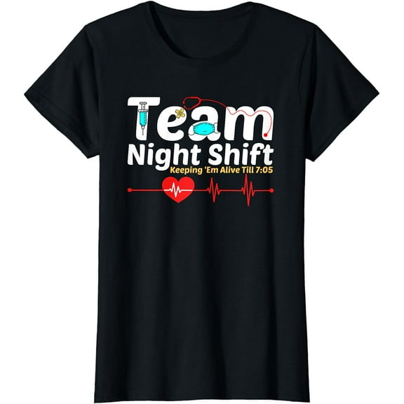 Night Shift Nurse Life RN LPN CNA Healthcare Heartbeat Love T-Shirt