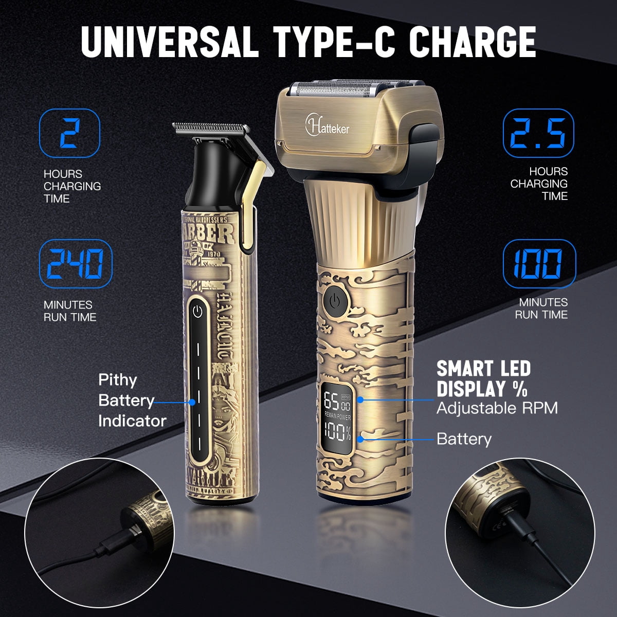 Men's Foil Shaver SURKER 2-in-1 Beard Trimmer Set  Dual-purpose wet and dry
