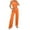 Orange, variant on Bovxnpu Summer Casual Outfits For Women, 2 Piece Lounge Sets, Women's Solid Color Round Neck Short Sleeve And Pants Sets With Pockets XXL