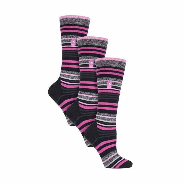3 Pairs Ultra Lite Ladies Ski Socks | Heat Holders | Womens Funky Patterned Striped Knee High Socks