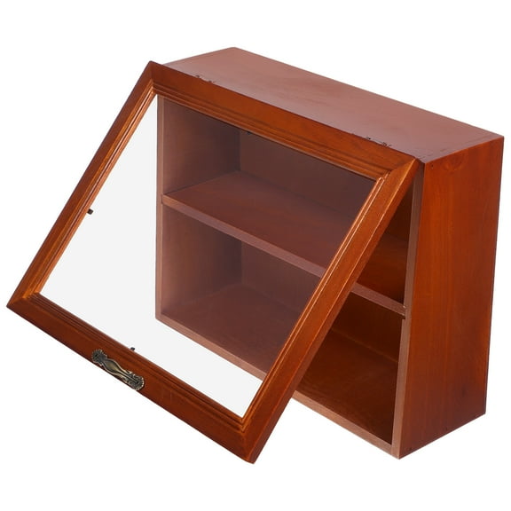 WHAMVOX 1Set Small Display Cabinet Brown Color 11.8x9.1x4.3in for Collectibles and Decorative Items