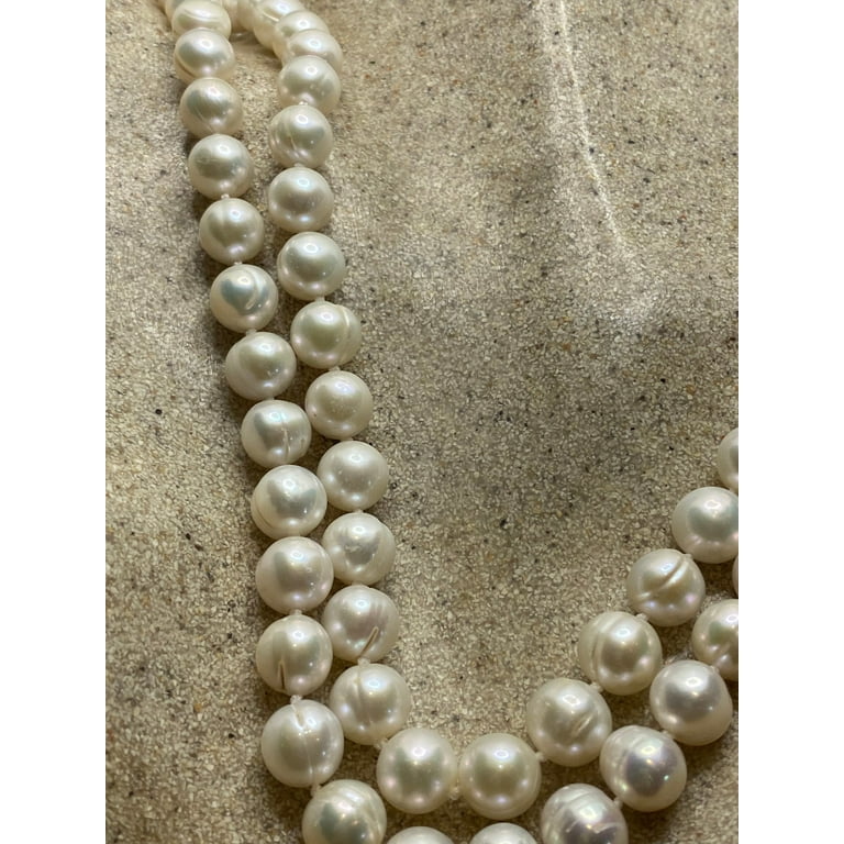 18” Hand Knotted Freshwater Pearl Necklace With Sterling Silver Heart  Pendant
