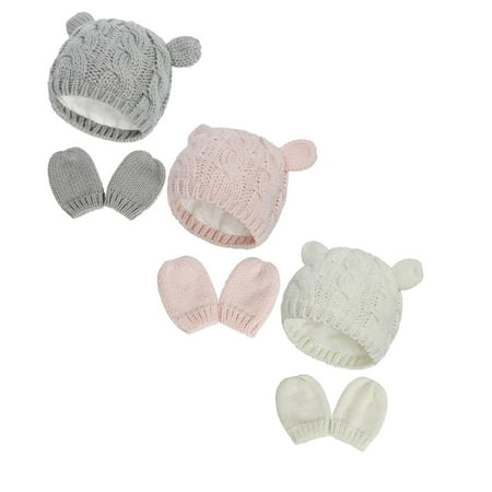 

LUOGENLI 2 Pack Baby Hat Knit Hat Autumn and Winter Hat Gloves Set Cute Little Ears Shape Boys and Girls Baby Hat Winter Hats Hangers For Wall Display Bucket Hats For Girls Xxl White M