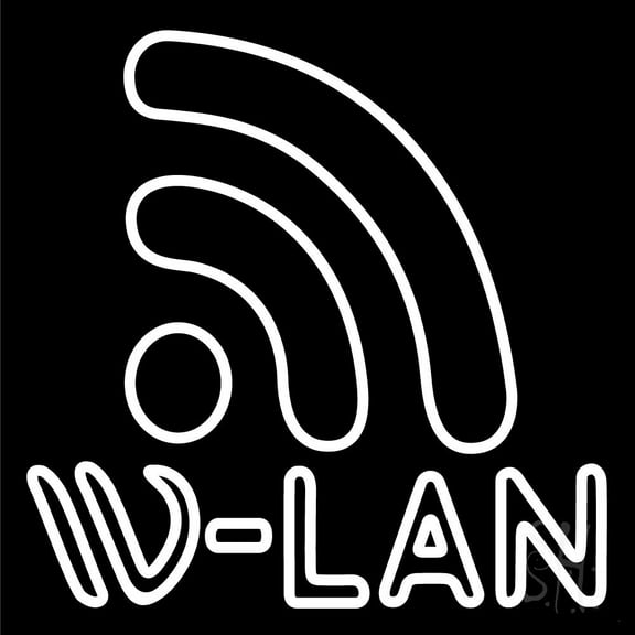 W Lan Block LED Neon Sign 24 x 24 - inches, Clear Edge Cut Acrylic Backing, with Dimmer - Bright and Premium built indoor LED Neon Sign for Computer & Electronics store decor.
