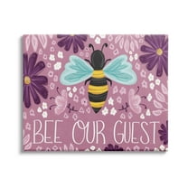 Stupell Industries Bee Our Guest Welcome Pun Purple Cottage Flowers, 30 x 24, Design by Emily Cromwell