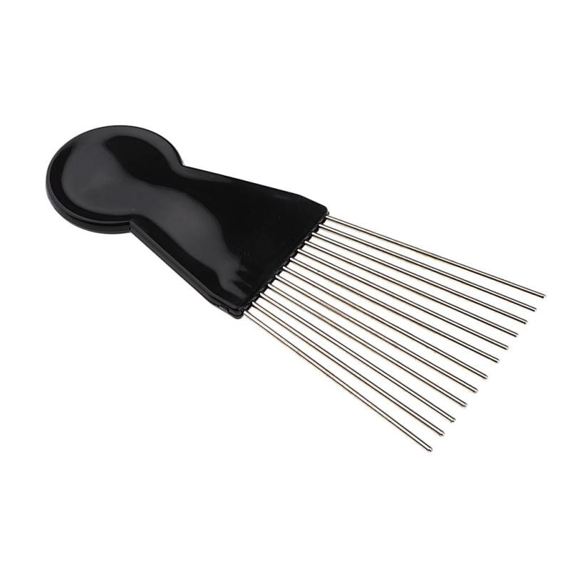 Black Stainless Steel Afro Fan Metal Lifting Pick Comb Hair Fork Brush for  Curly Hair Styling Tool 