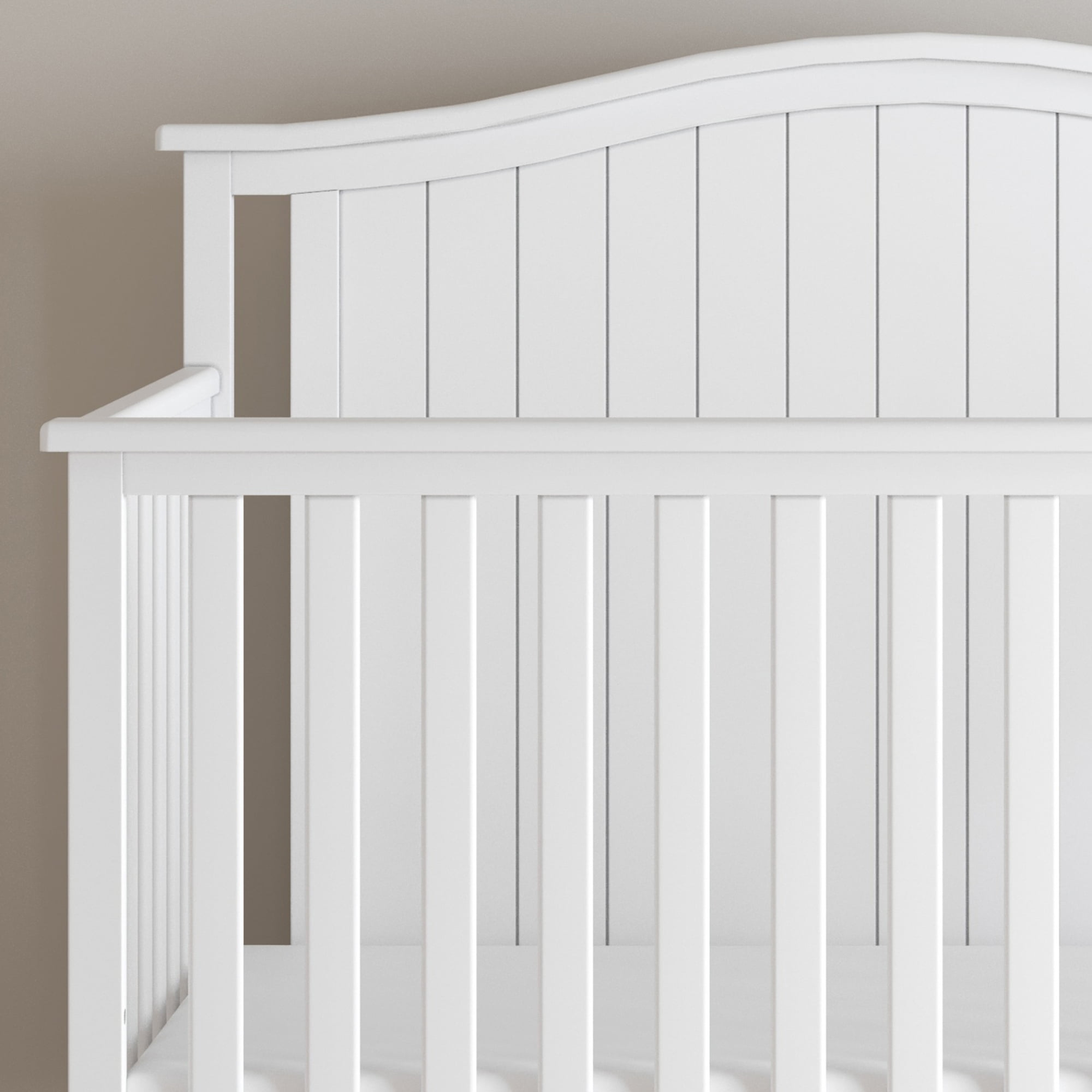 Child Craft Hampton 4-in-1 Convertible Baby Crib, Arch Top in Matte White