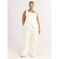 thumbnail image 2 of Scoop Women's and Women’s Plus Linen Blend Tailored Wide Leg Pants, Sizes 0-26W, 2 of 5