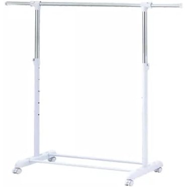 Heavy Duty Adjustable Rolling Garment Rack – Metal Chrome & White, 33.1 X 17.32 X 64.2 In