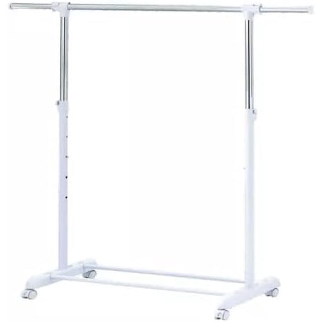 Heavy Duty Adjustable Rolling Garment Rack – Metal Chrome & White, 33.1 X 17.32 X 64.2 In
