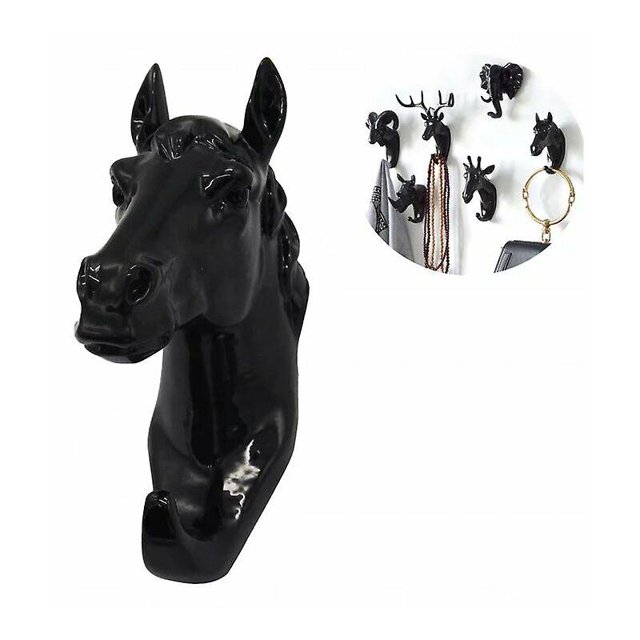 Gancho de pared con forma de animal Sincero gancho para llave de animal Resina caballo negro 70g