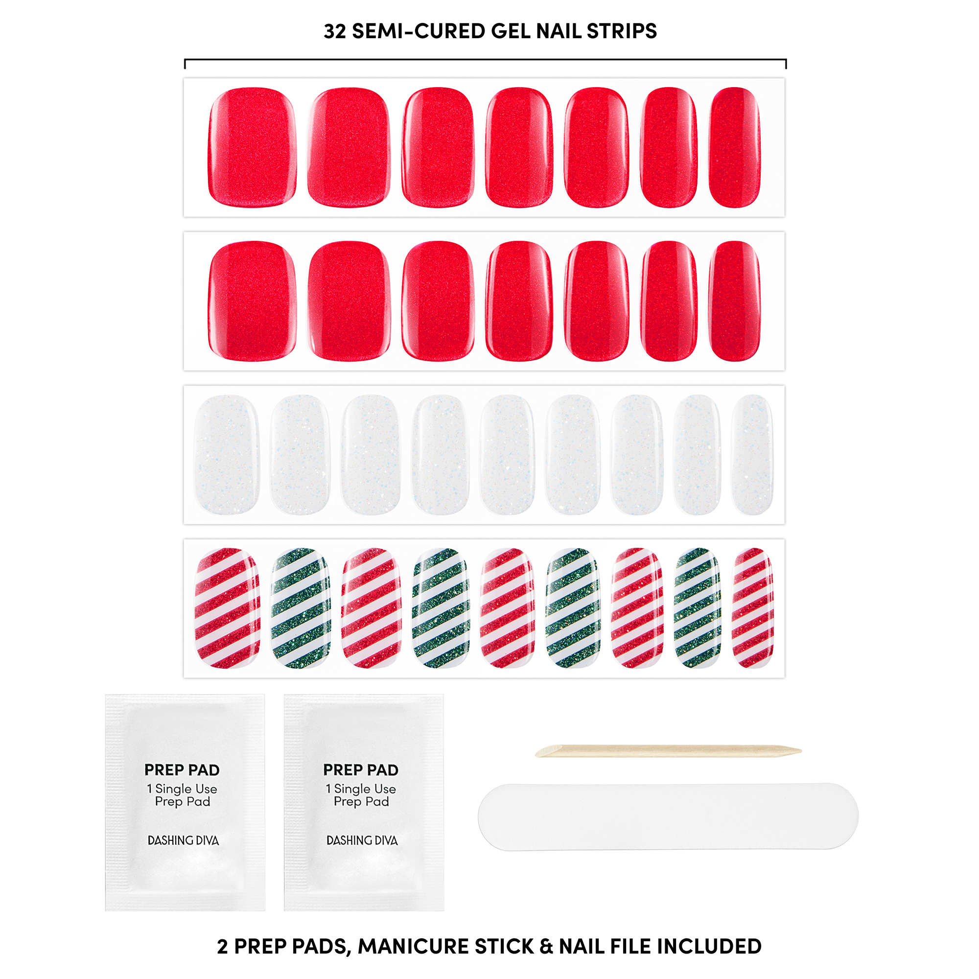 Dashing Diva Glaze Semi-Cured Gel Nail Strips, All Wrapped up, 32 Count