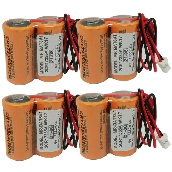 4Pc MR-BAT6V1 2CR17335A WK17 6V 1650mAh Battery with Plug for Mitsubishi CNC M80 Driver MR-J4 servo System Battery