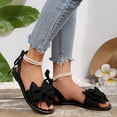 thumbnail image 6 of Xfvqtps Women Flat Sandals with Pearl Bowknot Straps Lace up Open Toe Non Slip for Summer Casual and Dressy Outfits, 6 of 9