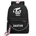 thumbnail image 3 of Mochila con estampado de la banda coreana TWICE, mochila de lona para mujer, mochila femenina con carga USB para ordenador portátil, mochila para mujer, 3 of 5