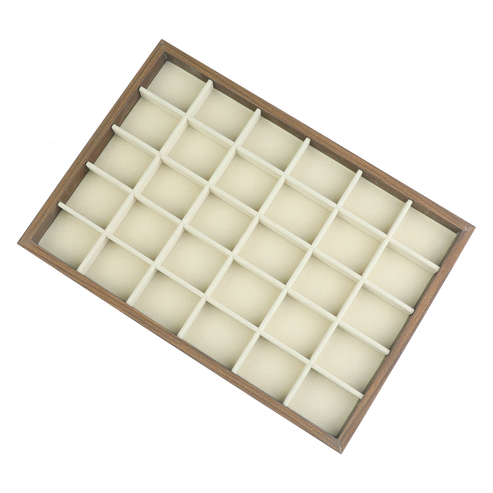 Unique Bargains Velvet Jewelry Organizer Trays with Removable Dividers for Drawers Brown-30 Grid Tray